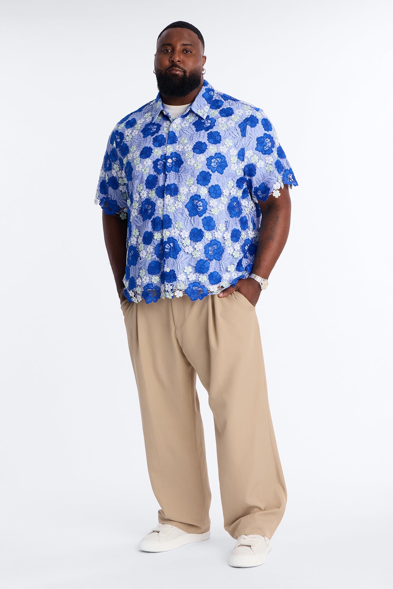 Relaxed Paradise Field Button Up Shirt - Blue