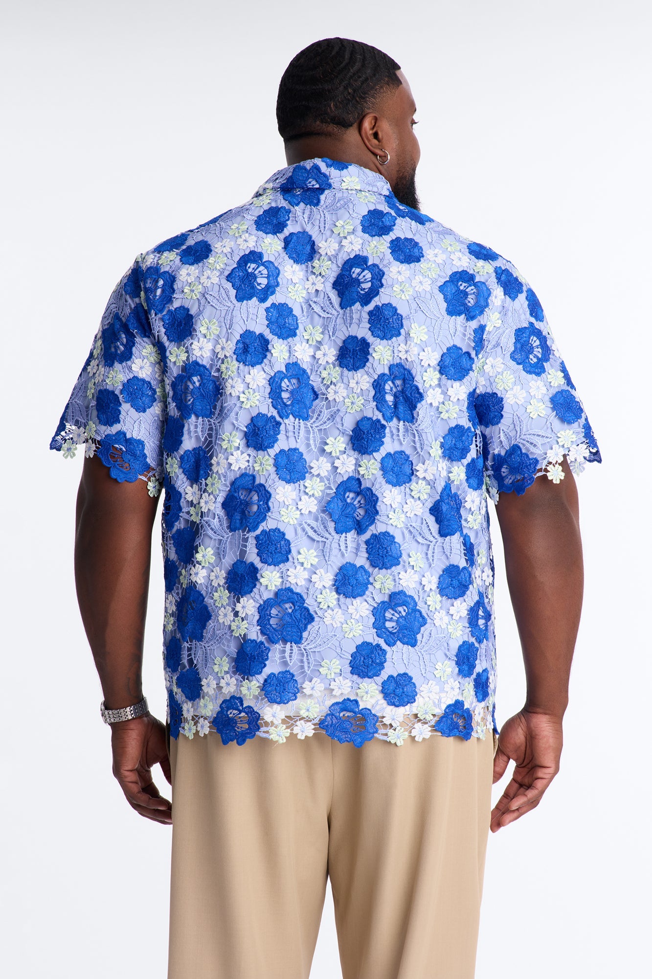 Relaxed Paradise Field Button Up Shirt - Blue