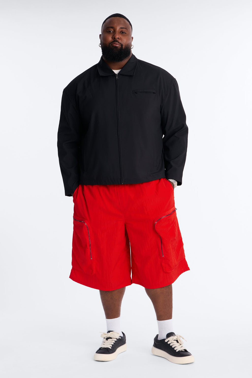 Baggy Oversized Pockets Tech Short - Red