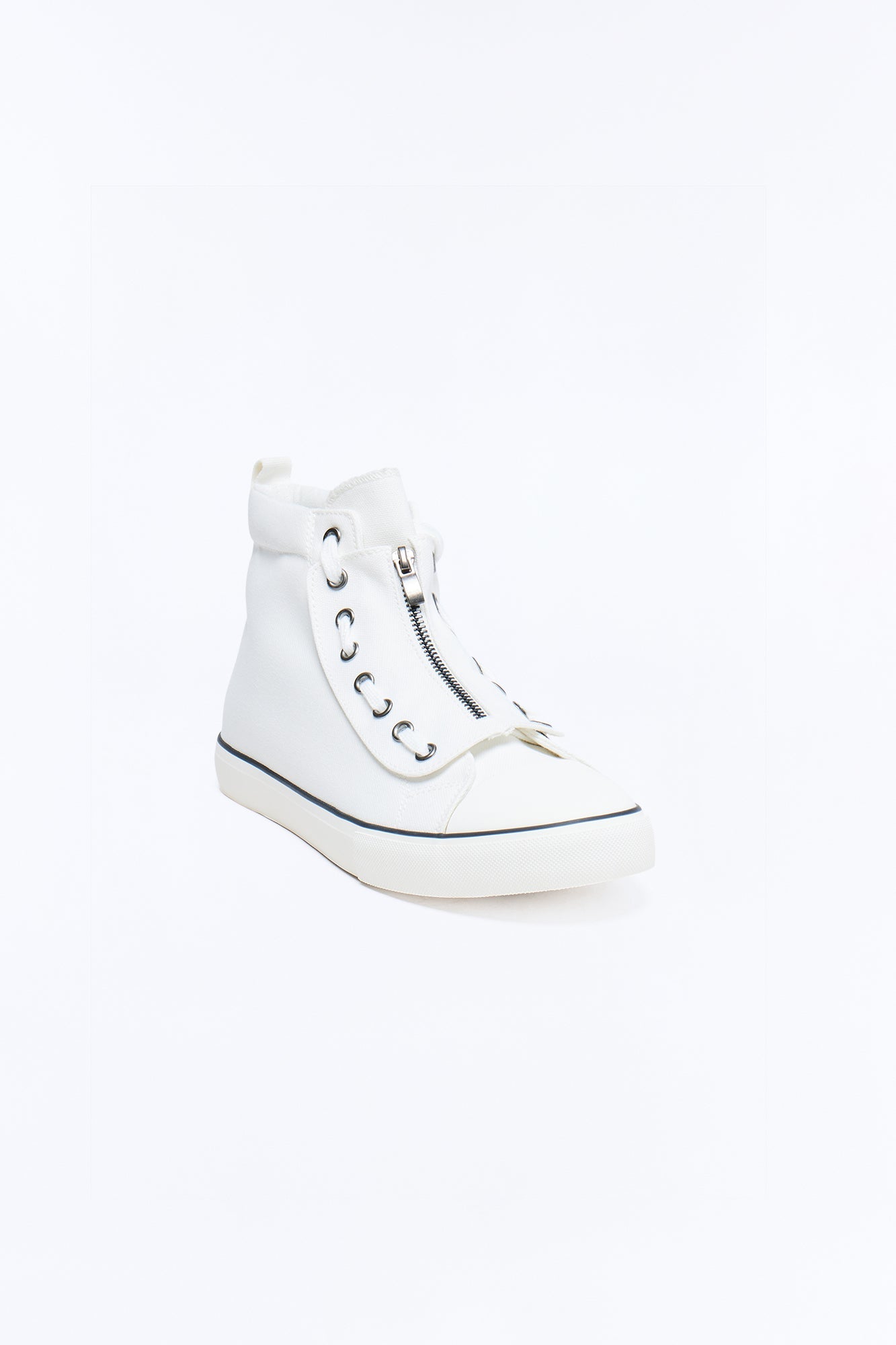 Canvas Mid Top Lace Up Sneaker - White
