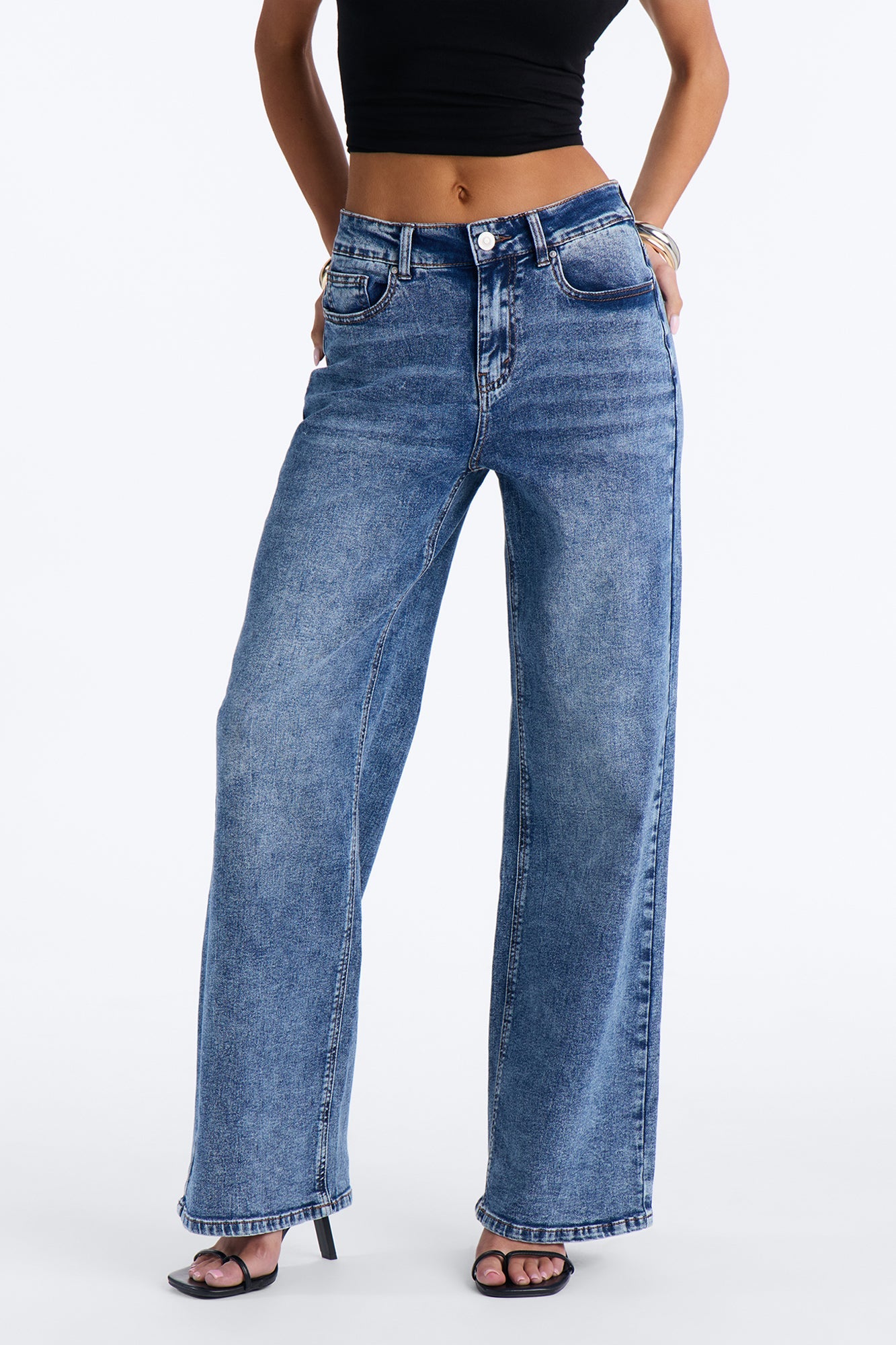 Jolie Mid Rise Stretch Straight Leg Jeans - Dark Wash
