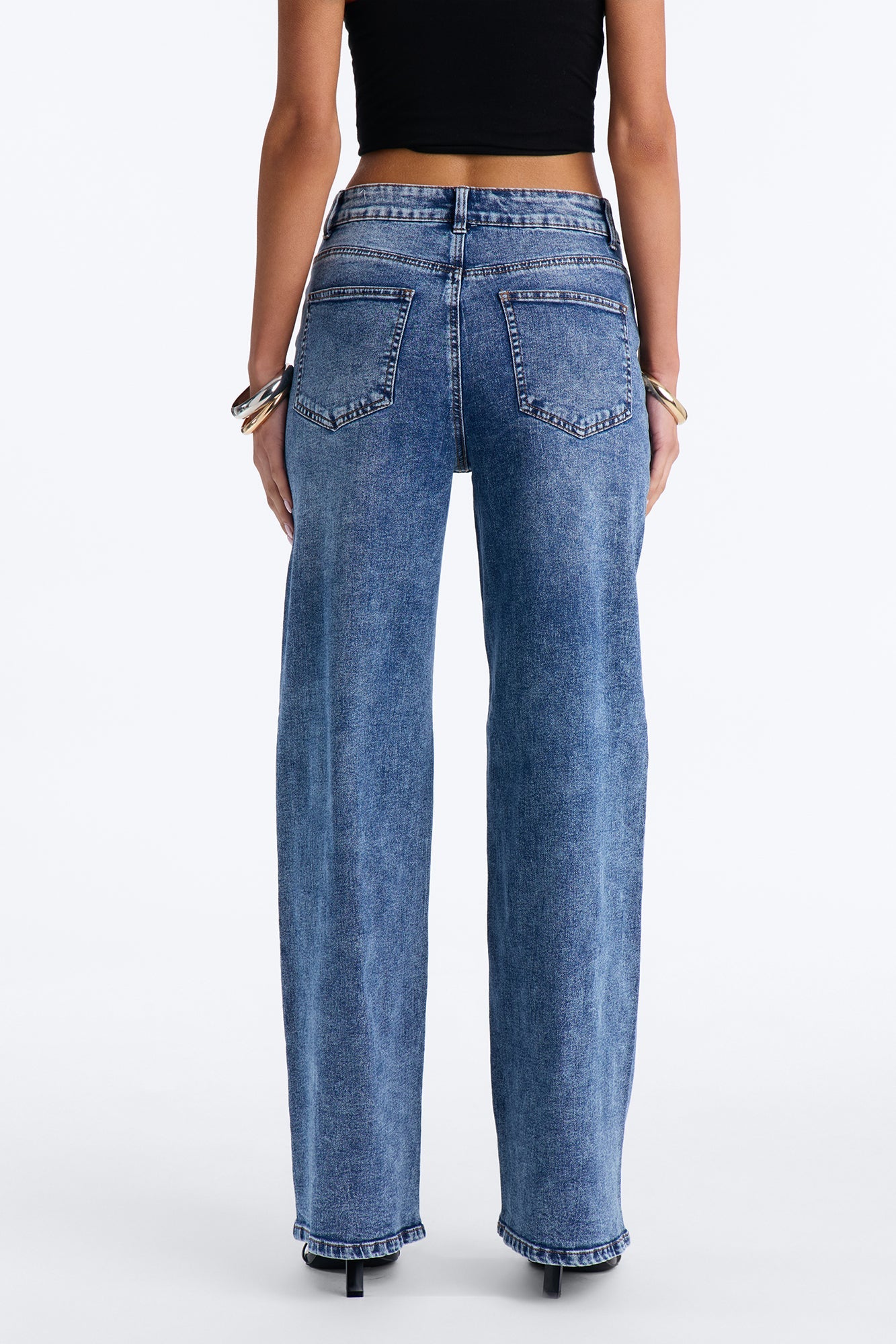 Jolie Mid Rise Stretch Straight Leg Jeans - Dark Wash