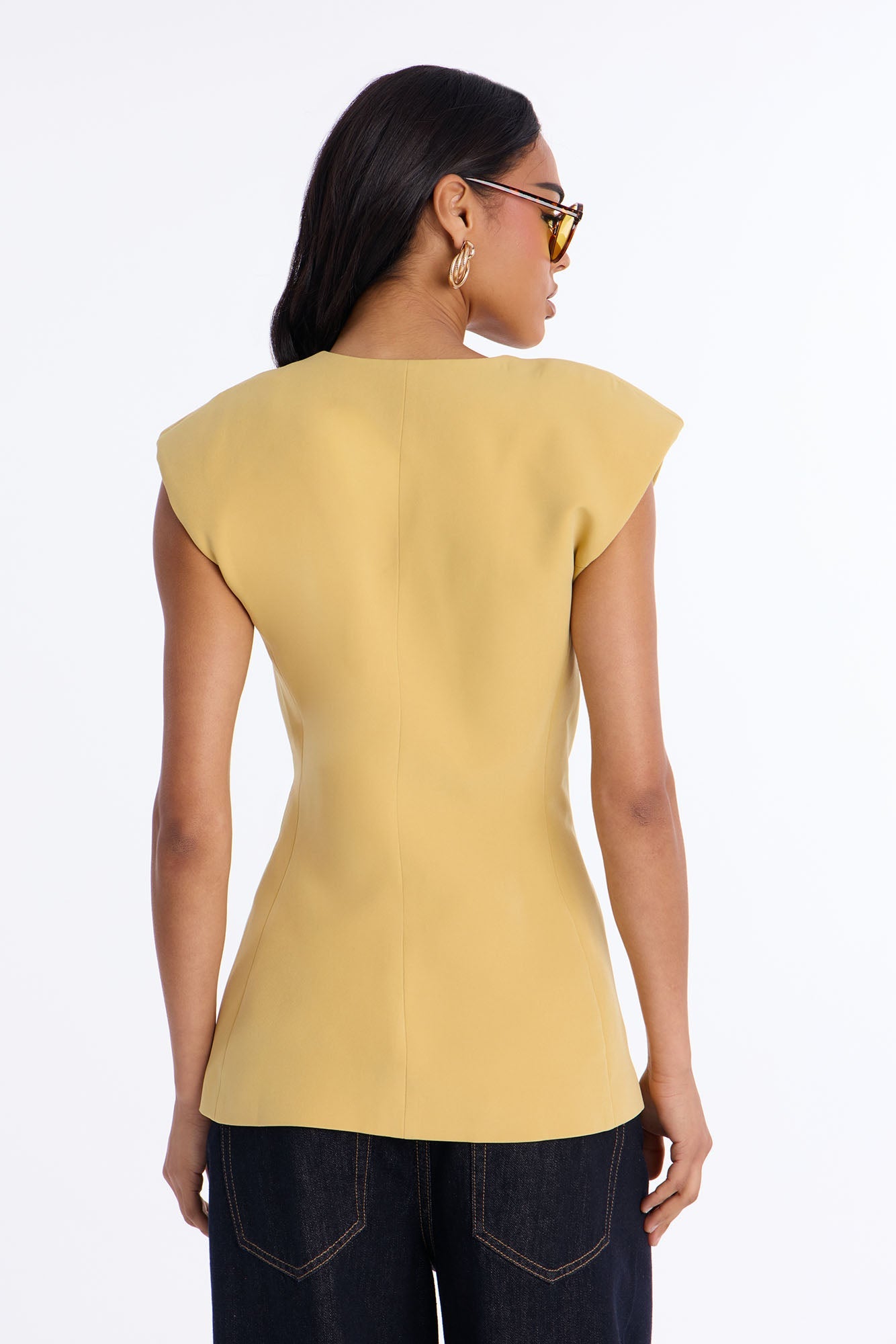 Happy Hour Double Breasted Fitted Vest - Mustard