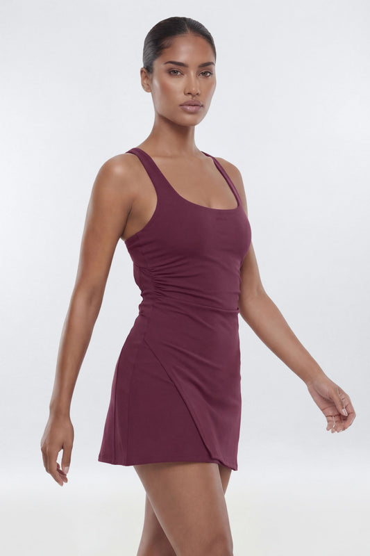 ButterSoft™ Cut Out Racerback 2-in-1 Active Dress - Merlot