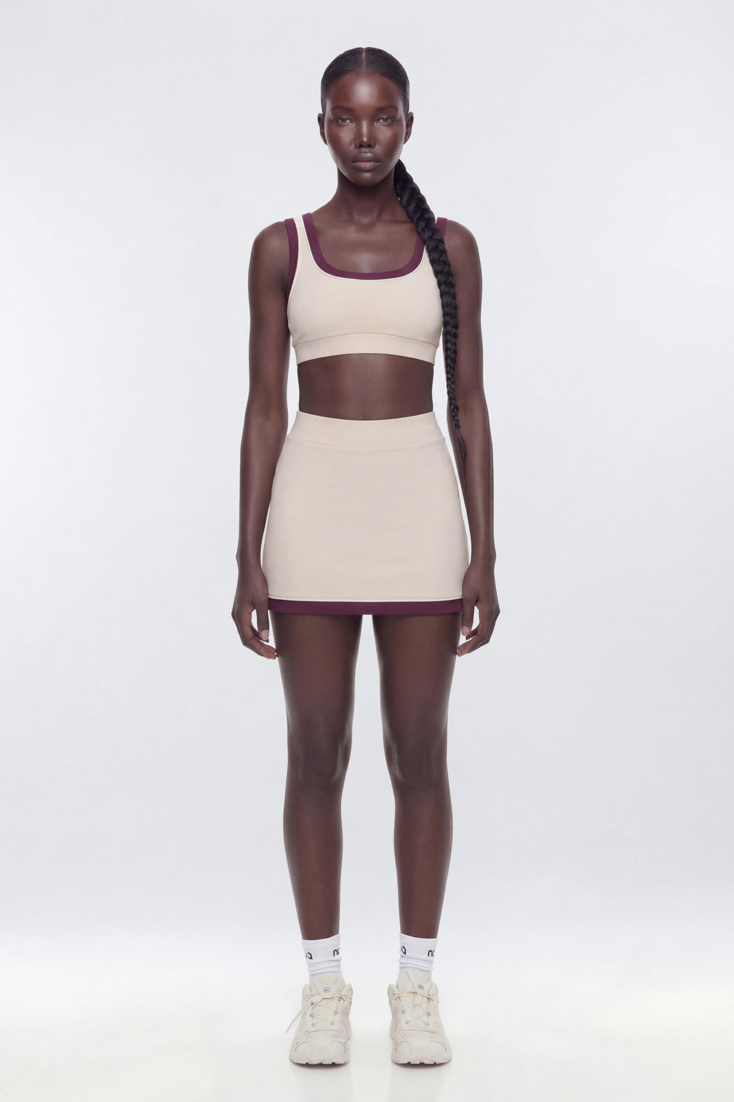 ButterSoft™ Contrast Scoop Neck Sports Bra - Oat Milk