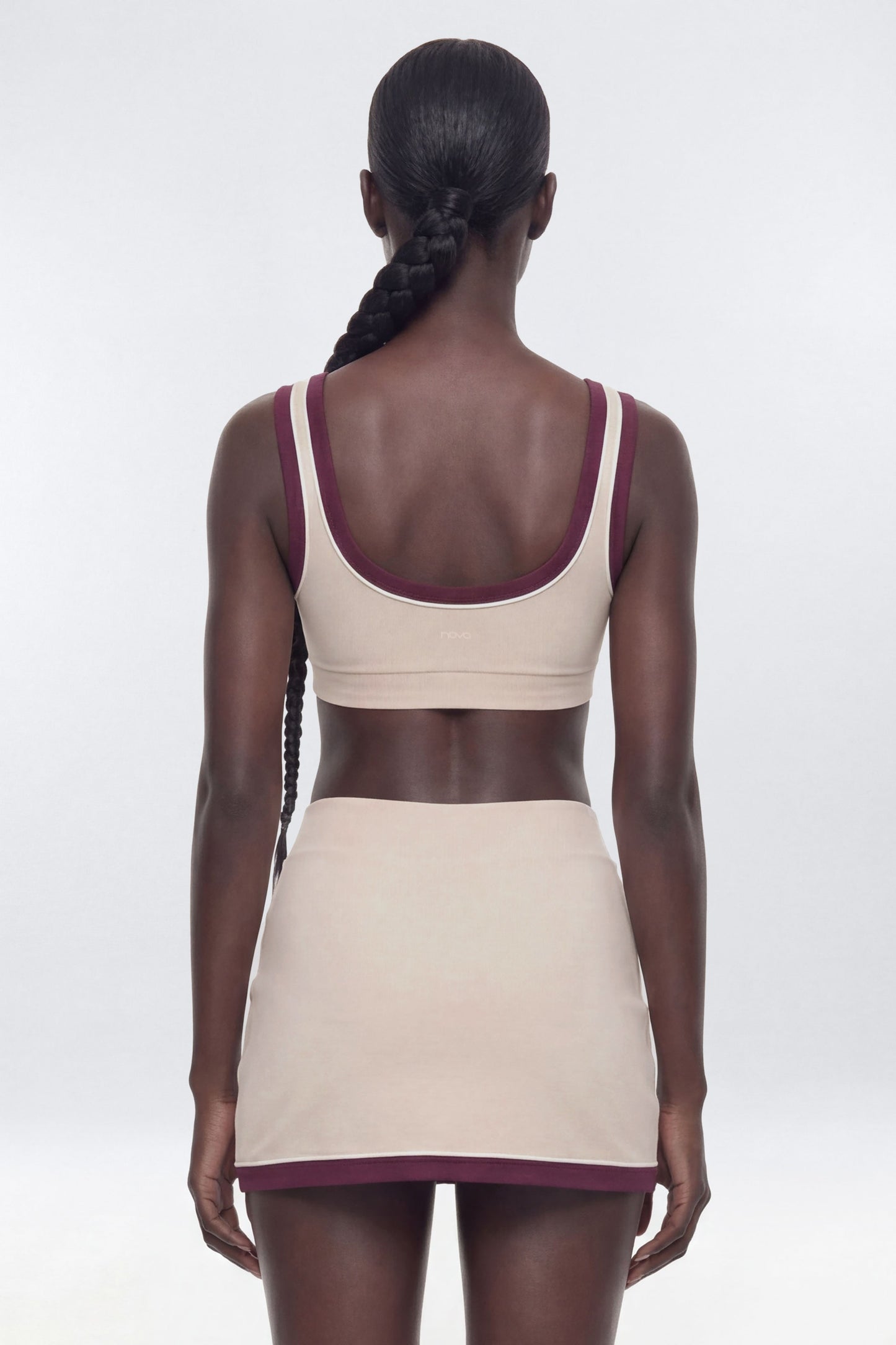 ButterSoft™ Contrast Scoop Neck Sports Bra - Oat Milk