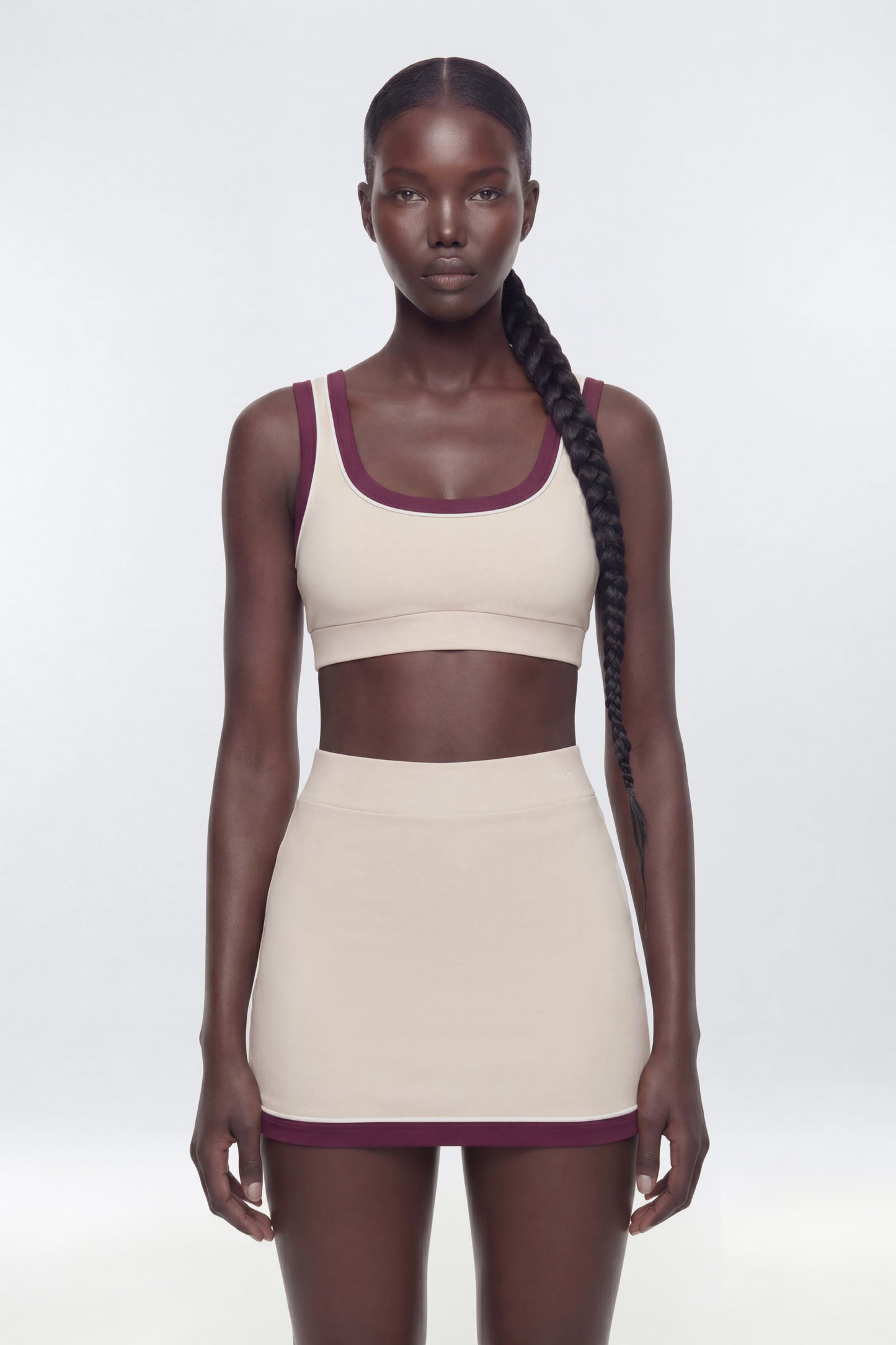 ButterSoft™ Contrast Scoop Neck Sports Bra - Oat Milk