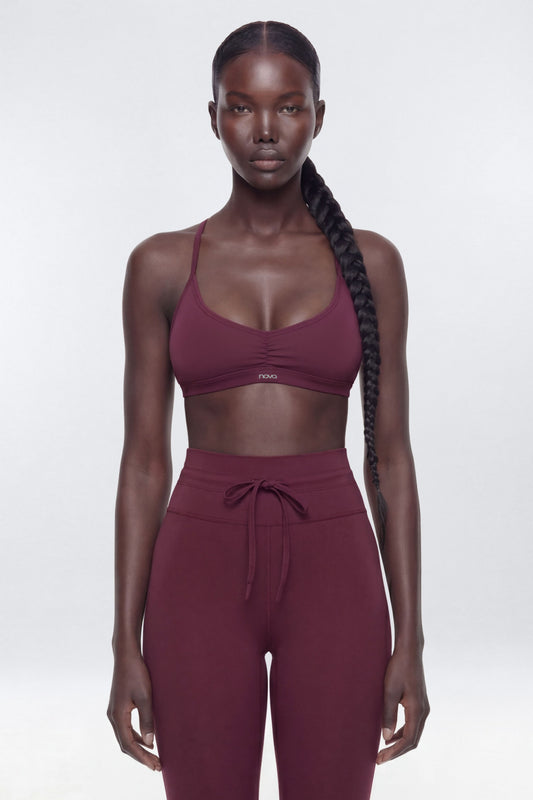 ProStretch™ Adjustable Strap Back Sports Bra - Merlot