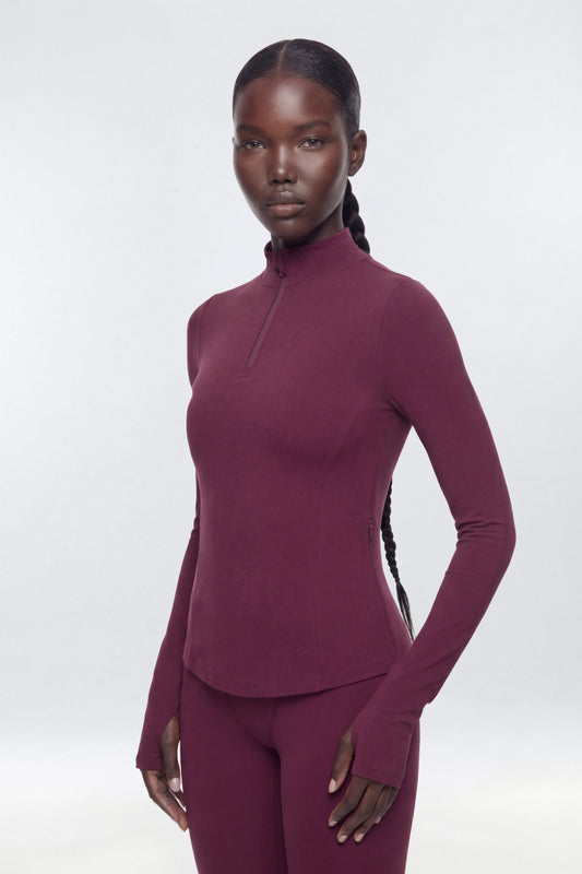 ProStretch™ Fitted Quarter Zip Active Pullover - Merlot