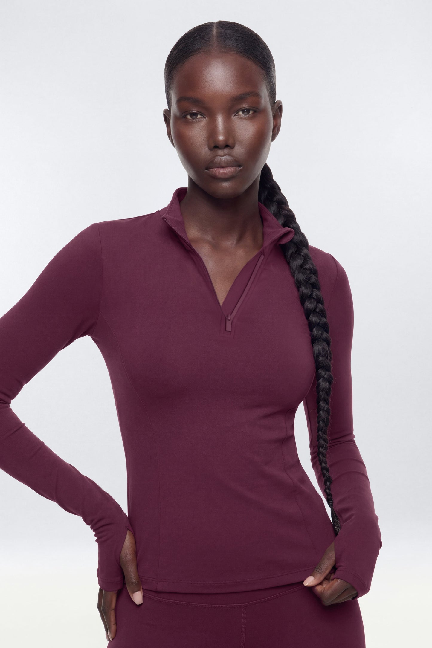 ProStretch™ Fitted Quarter Zip Active Pullover - Merlot