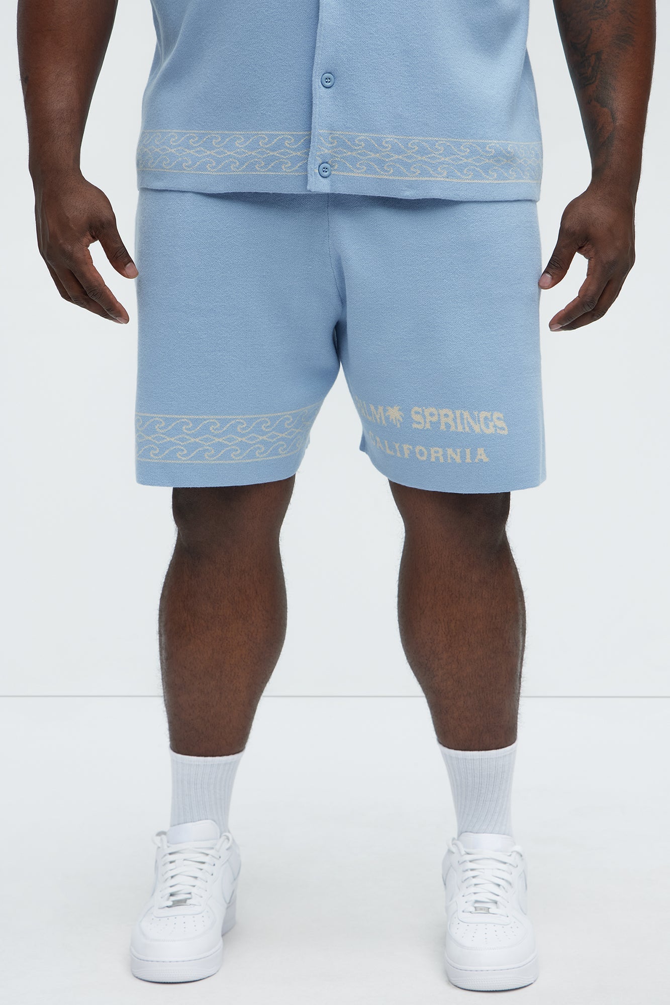 Palm Springs Knitted Relaxed Shorts - Blue/combo