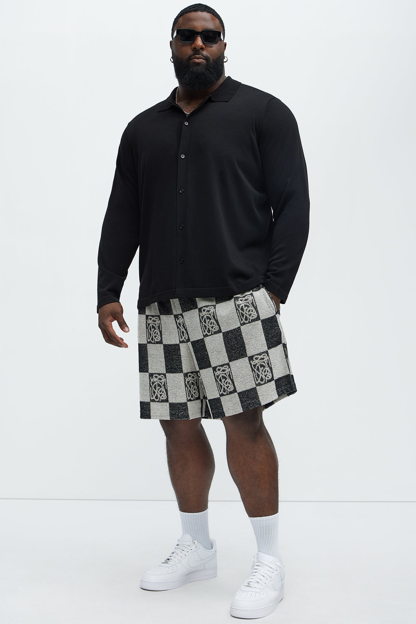 Checkered Relaxed Shorts - Black/combo