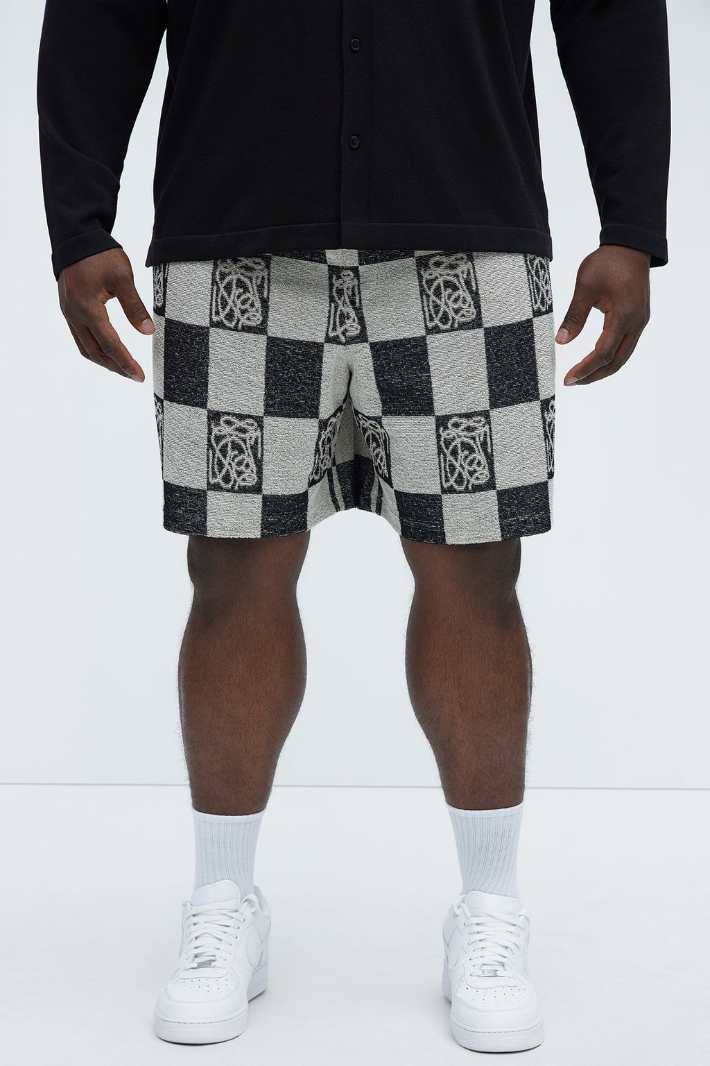 Checkered Relaxed Shorts - Black/combo
