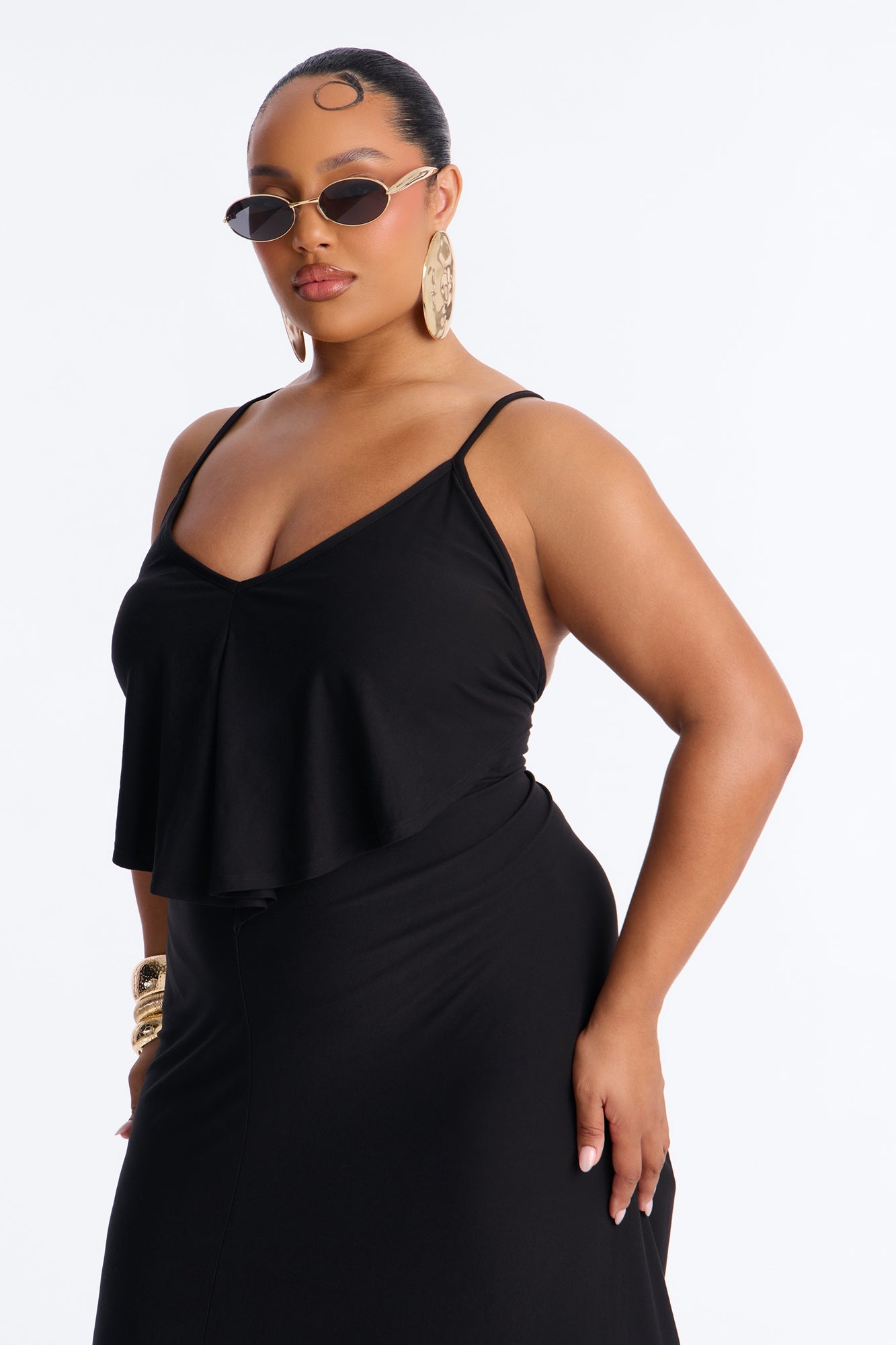 Selena Backless Drape Maxi Dress - Black