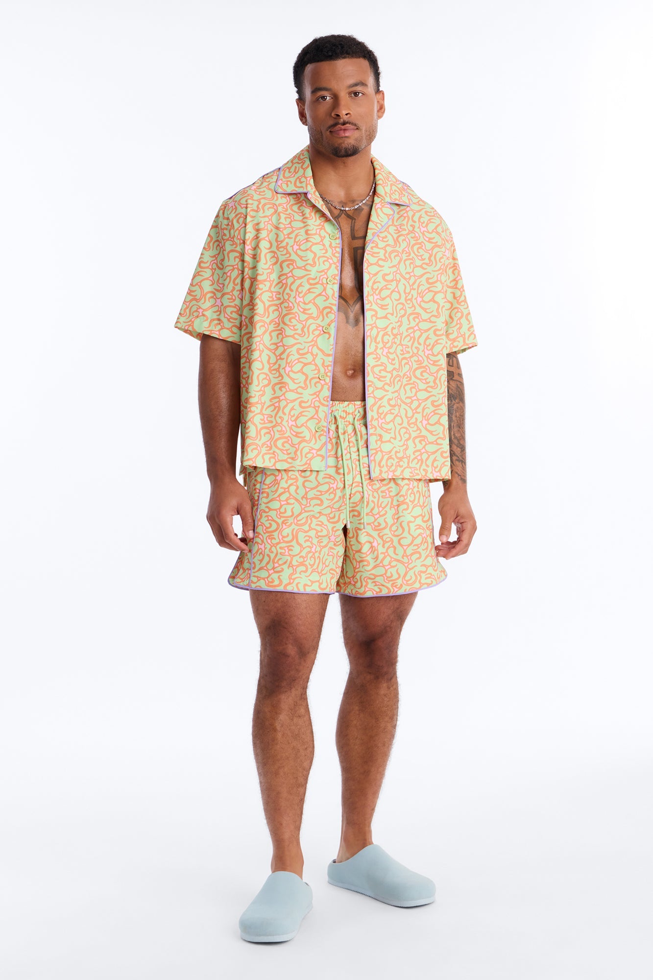 Relaxed Spring Break Fling Cuban Collar Button Up Shirt - Multi Color