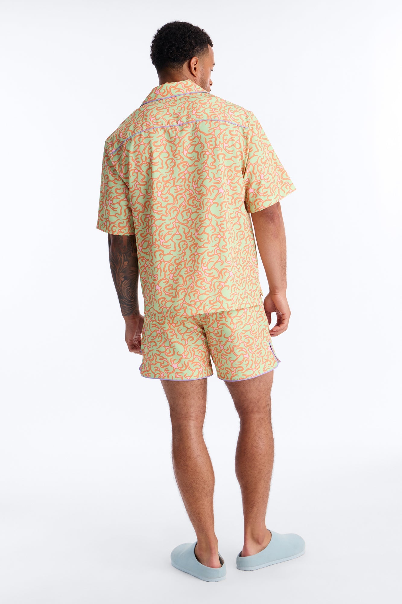 Relaxed Spring Break Fling Cuban Collar Button Up Shirt - Multi Color