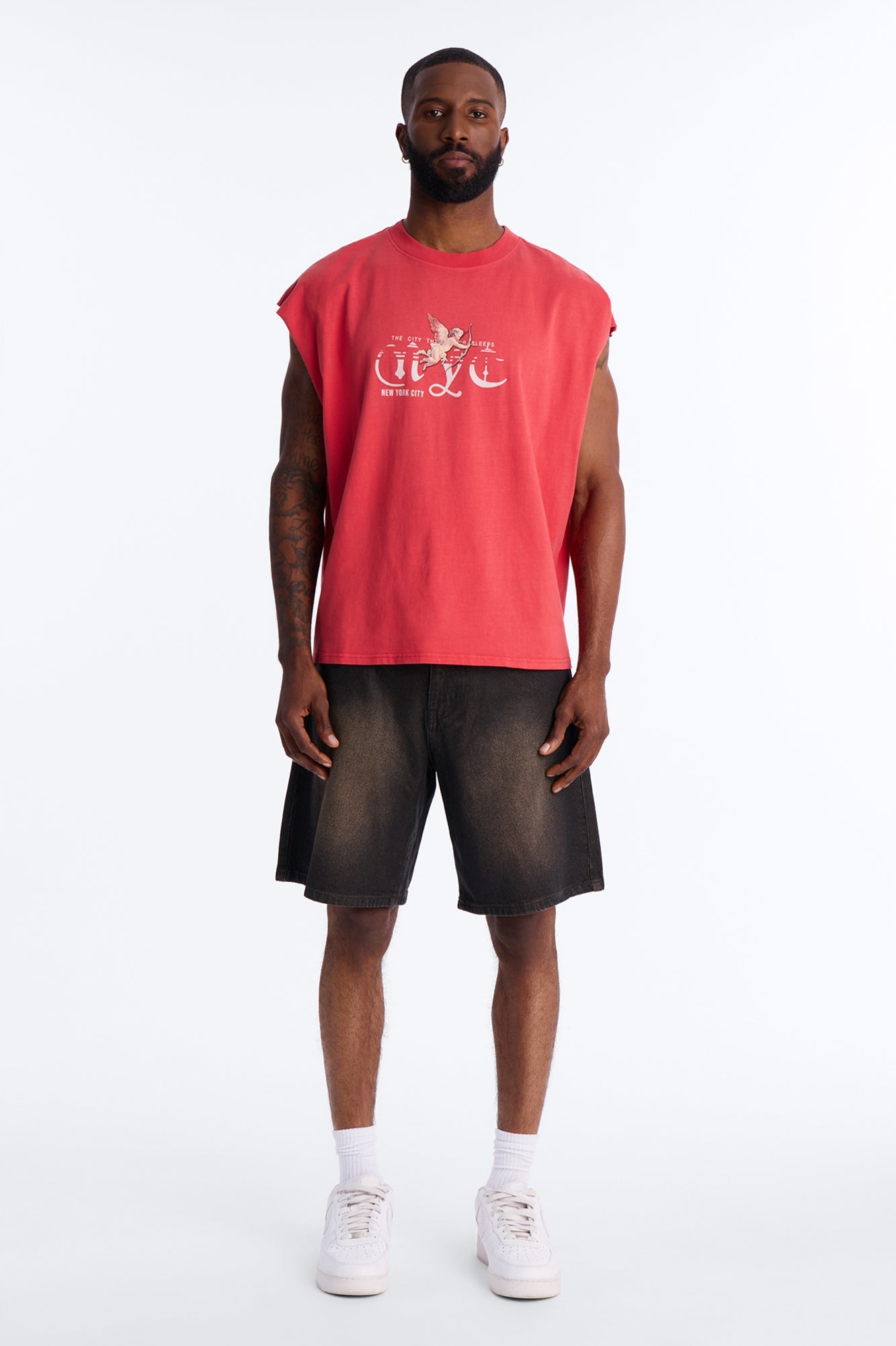 NYC Angels Vintage Muscle Tee - Red
