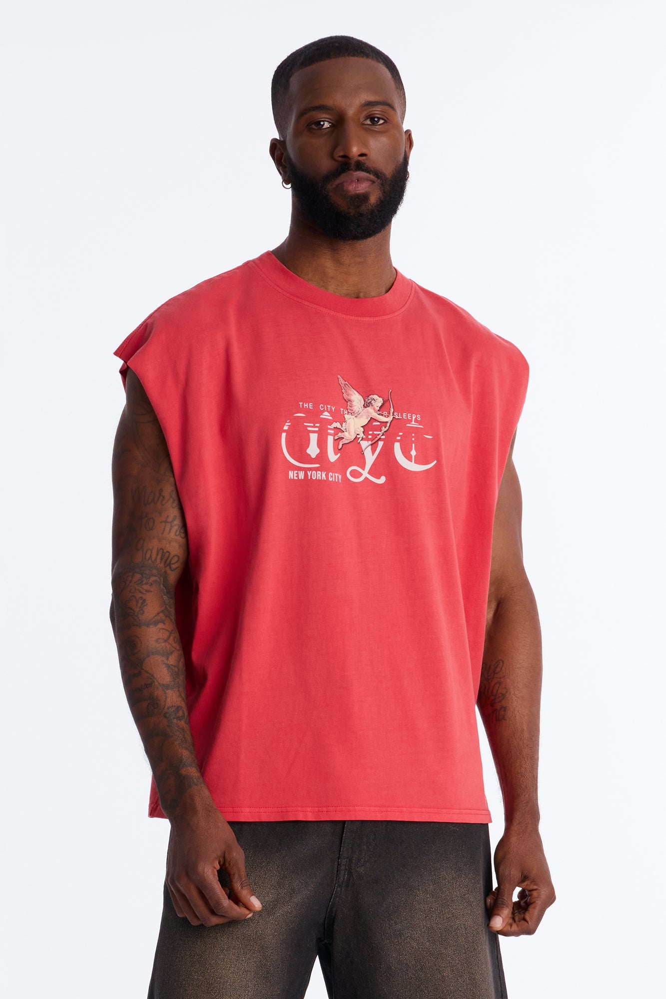 NYC Angels Vintage Muscle Tee - Red