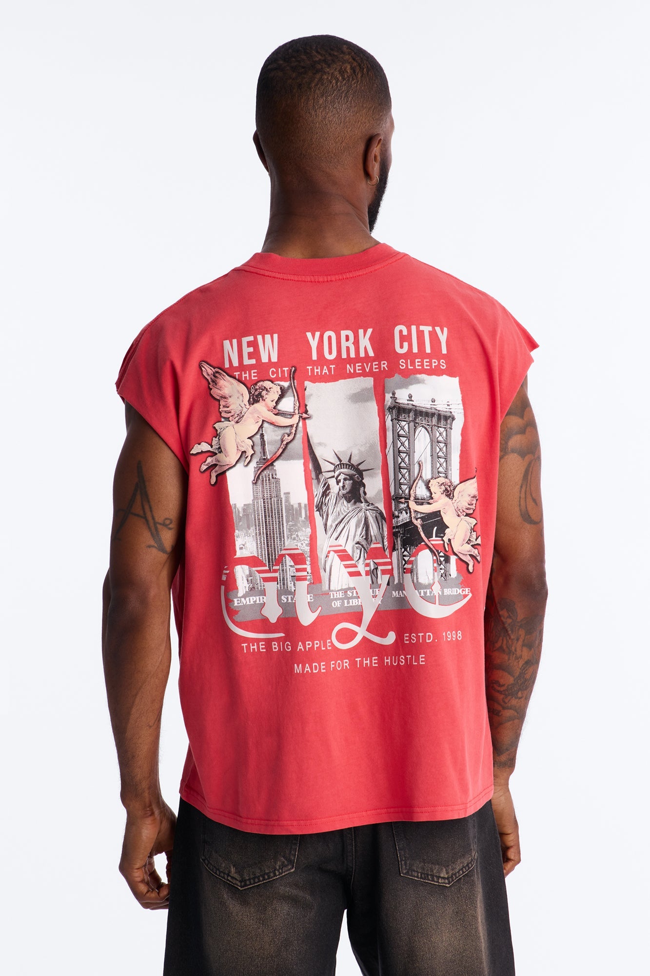 NYC Angels Vintage Muscle Tee - Red