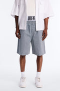 Relaxed Adore Me Double Waistband Pinstripe Short - White/Blue