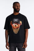 Rich Bear Rhinestone Short Sleeve Tee - Black