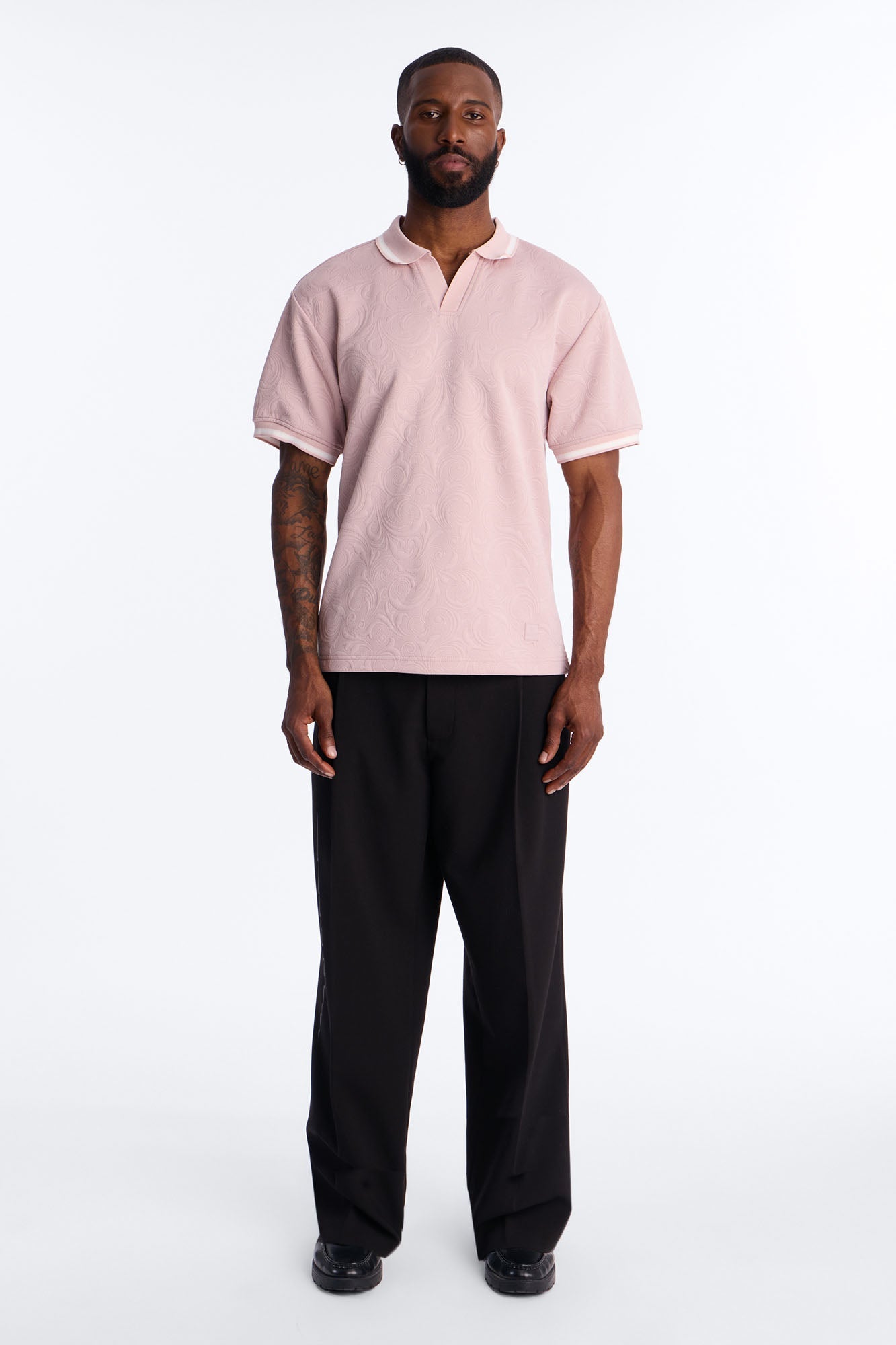 Saints Floral Johnny Collar Polo - Mauve