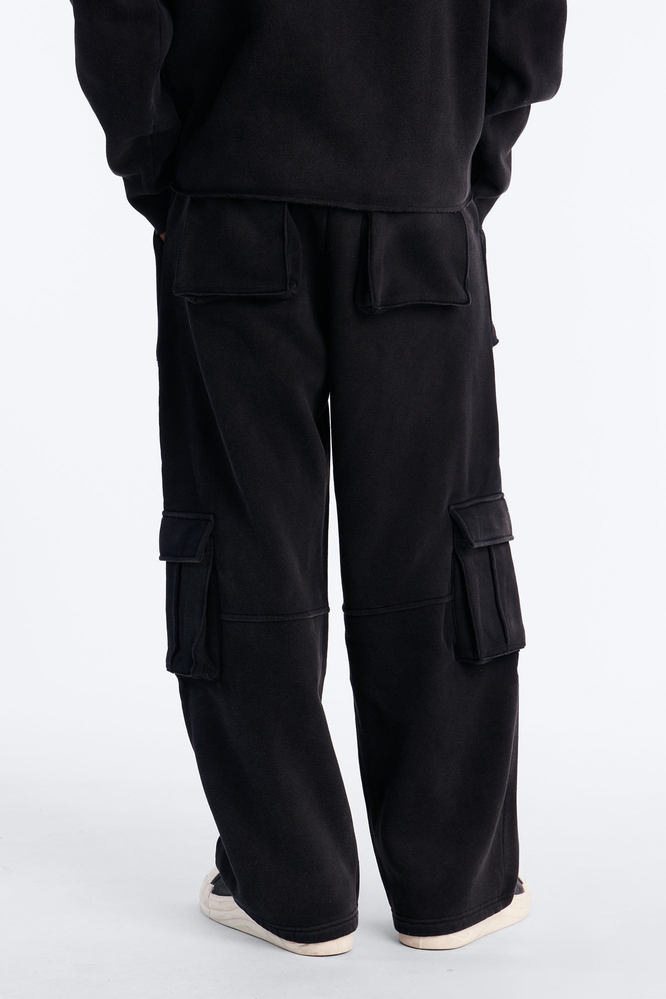 Baggy Cargo Drip Washed Sweatpants - Black Wash