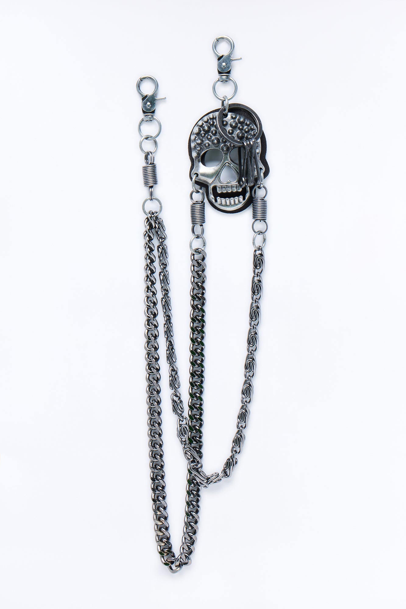 Spiked Skull Chain Link Layered Pant Chain - Gunmetal
