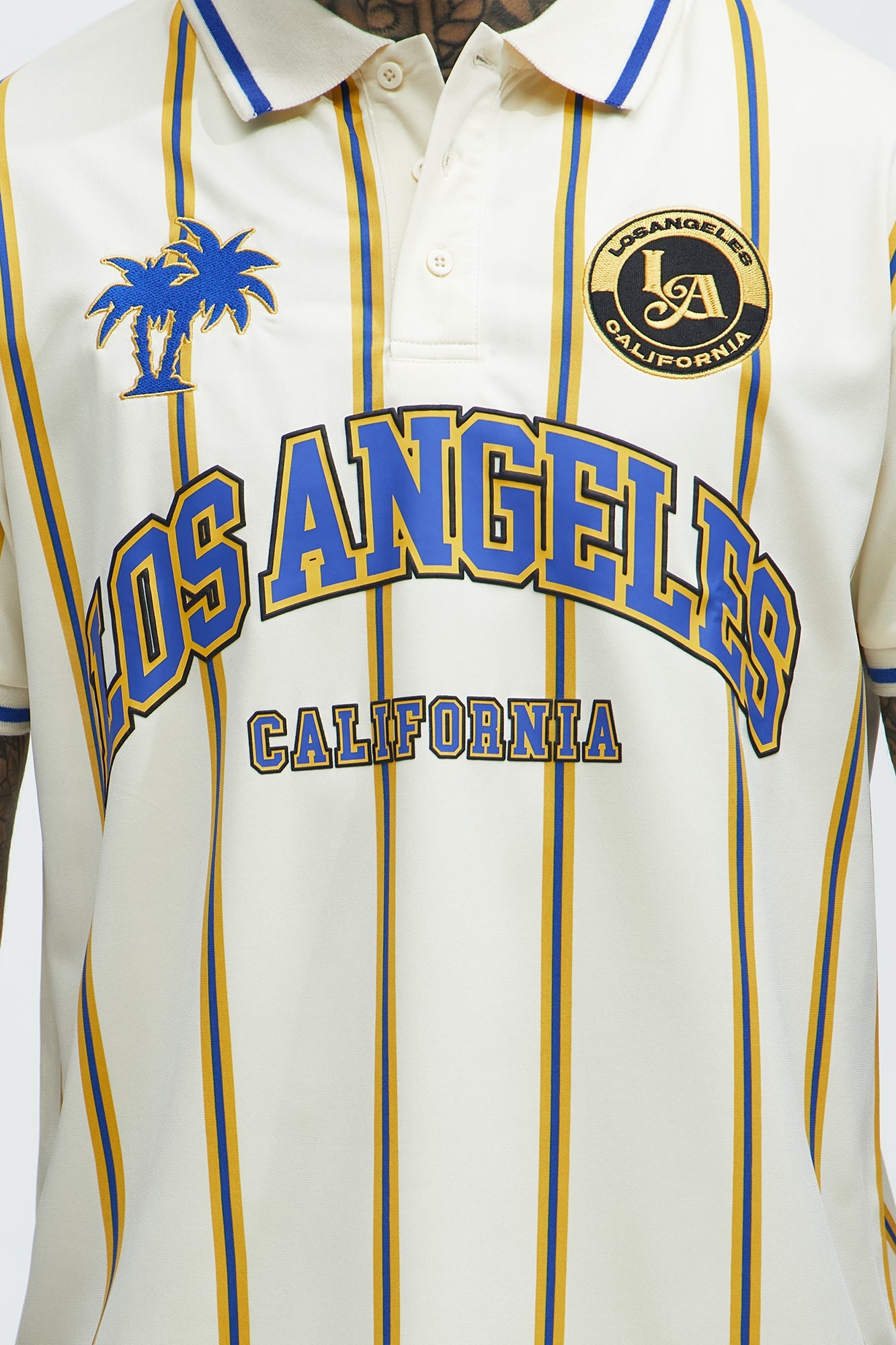 Los Angeles Striped Polo - Blue/combo