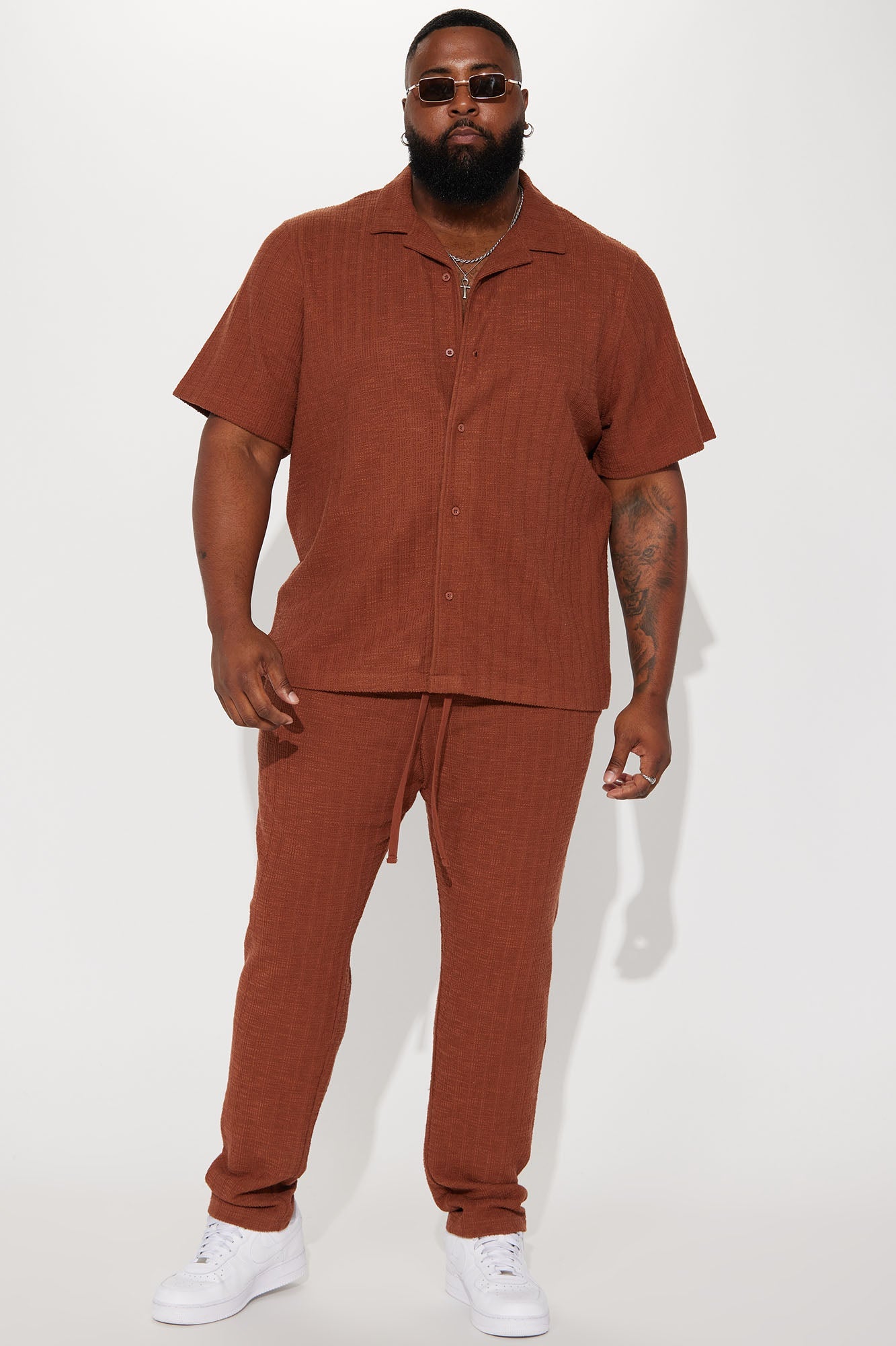 Dean Textured Short Sleeve Button Up Shirt - Chocolate