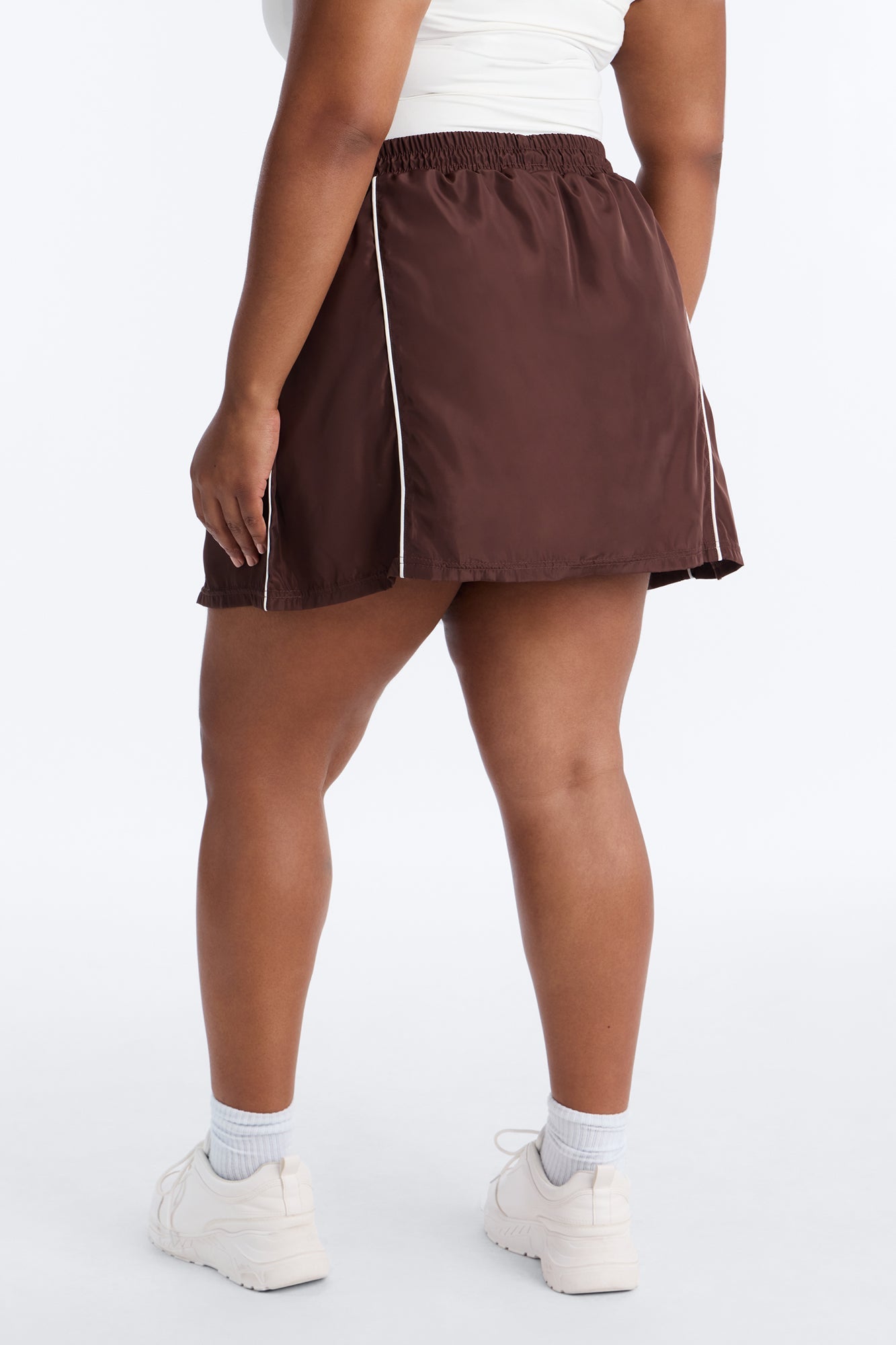 Keep It Lowkey Windbreaker Contrast Mini Skort - Brown/combo