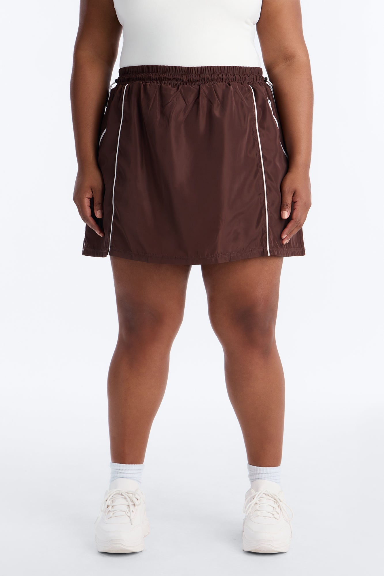 Keep It Lowkey Windbreaker Contrast Mini Skort - Brown/combo