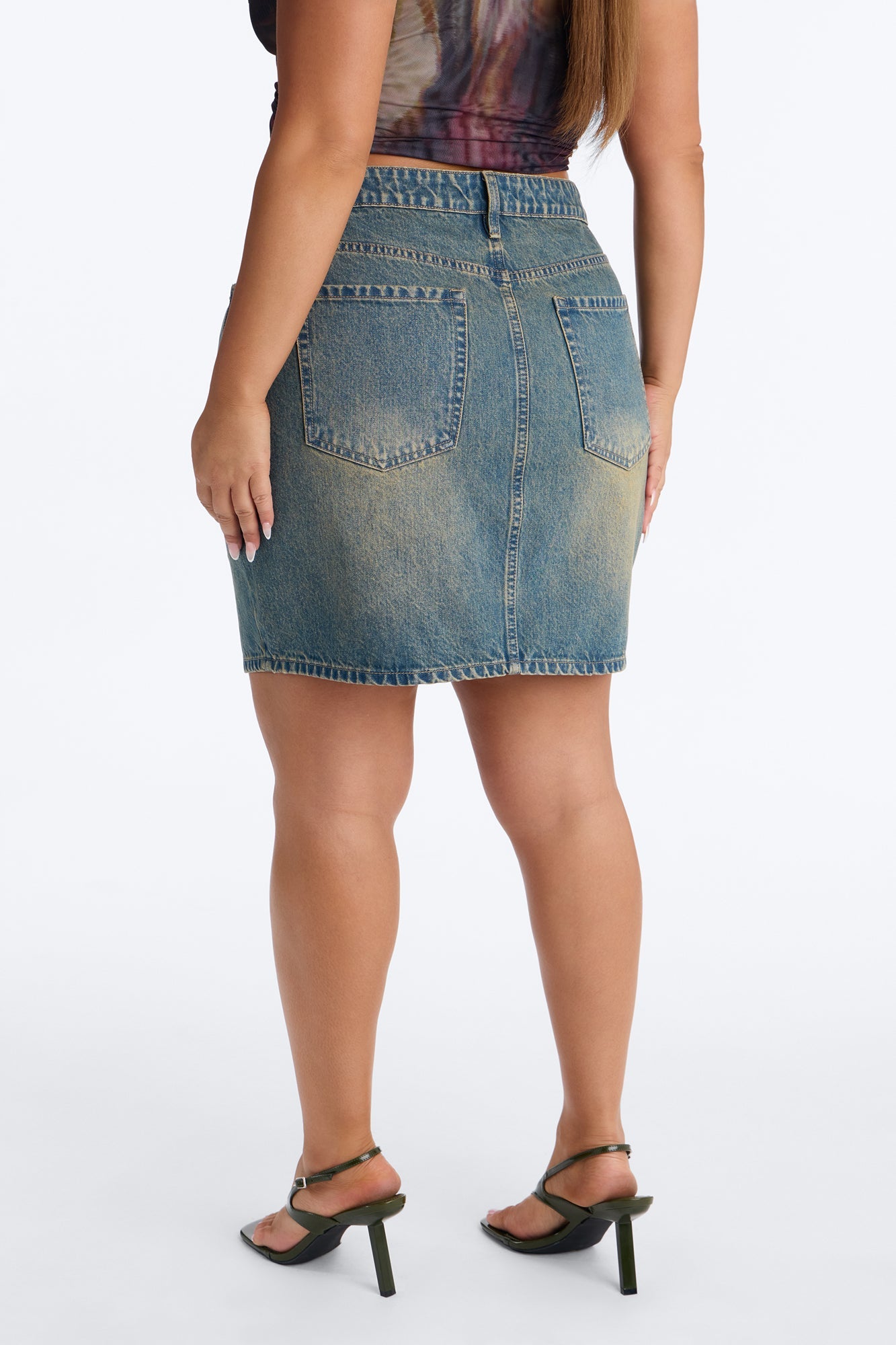 Rayna Denim Midi Pencil Skirt - Vintage Wash