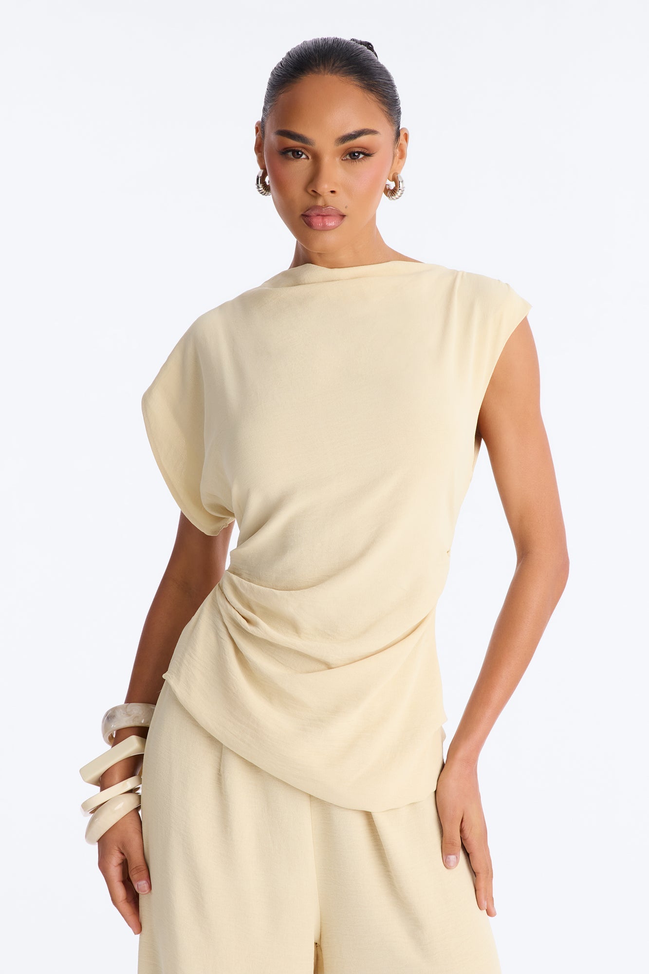 Best Influence High Neck Jumpsuit - Butter Yellow