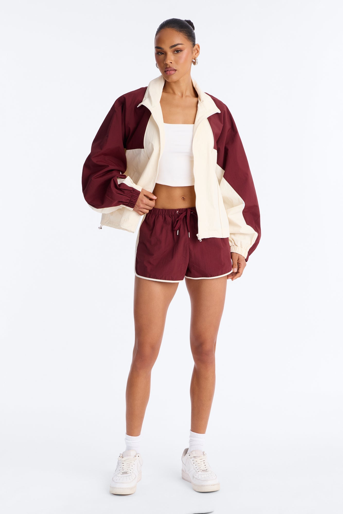 Extra Mile Color Block Windbreaker Jacket - Burgundy