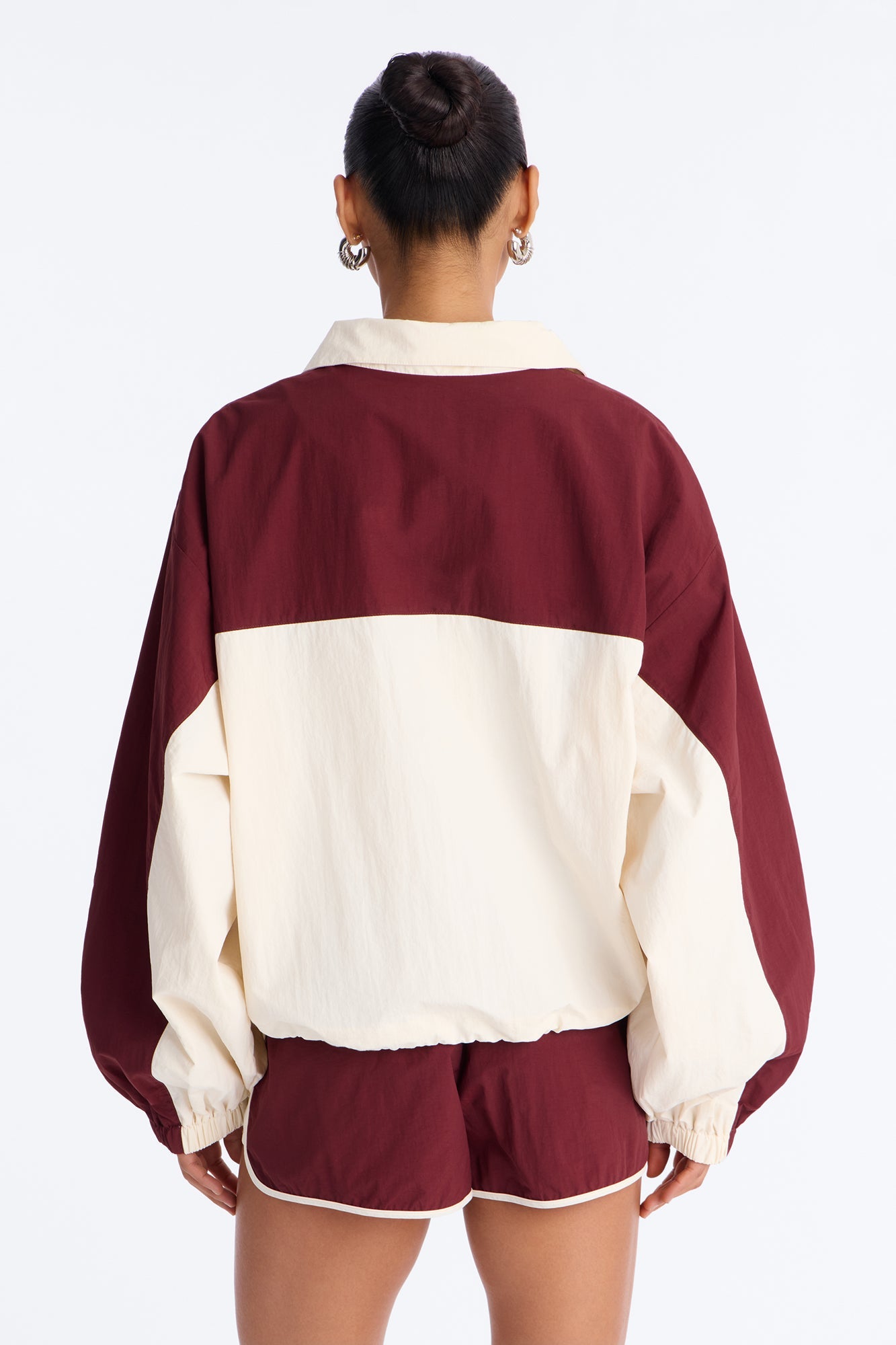 Extra Mile Color Block Windbreaker Jacket - Burgundy