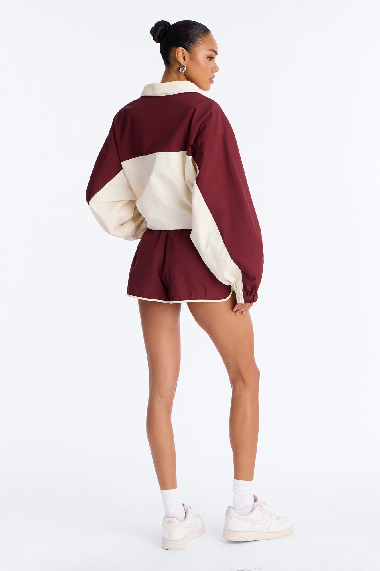 Extra Mile Color Block Windbreaker Jacket - Burgundy