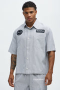 Cropped Bedstuy Patch Button Up Shirt - Black/White