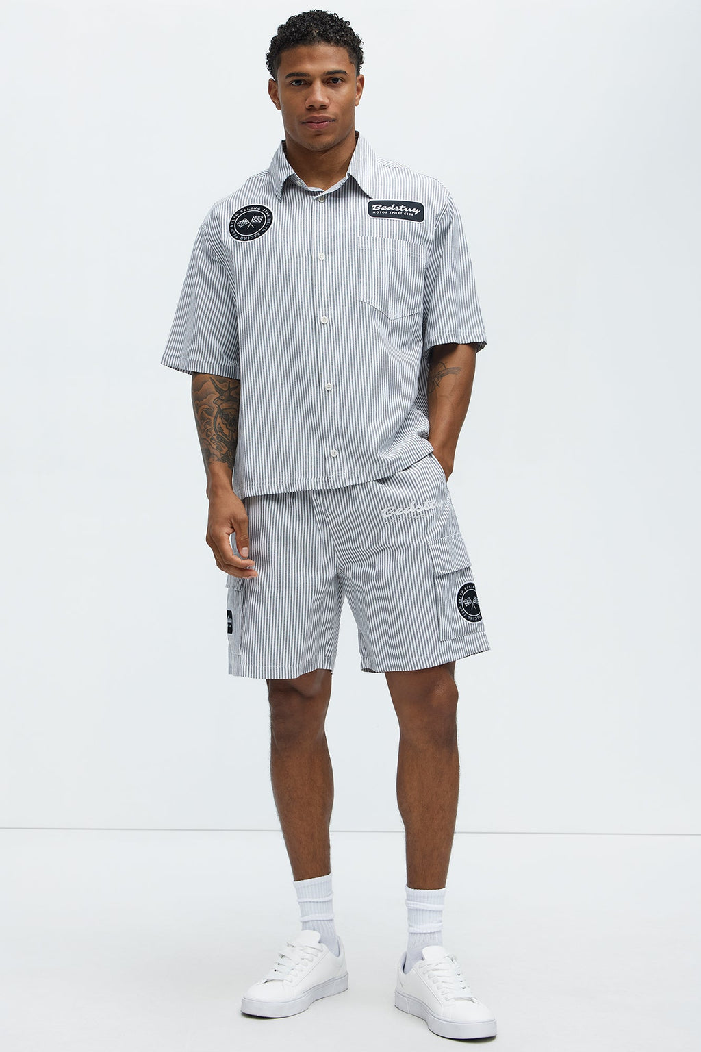 Bedstuy Patch Relaxed Shorts - Black/White