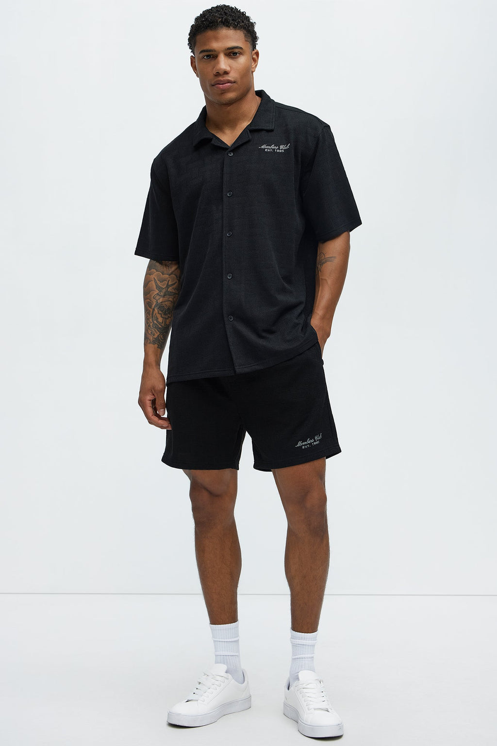 Vintage Short Sleeve Button Up Shirt - Black