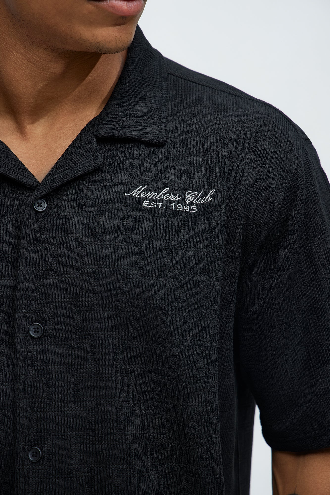 Vintage Short Sleeve Button Up Shirt - Black