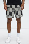 Checkered Relaxed Shorts - Black/combo