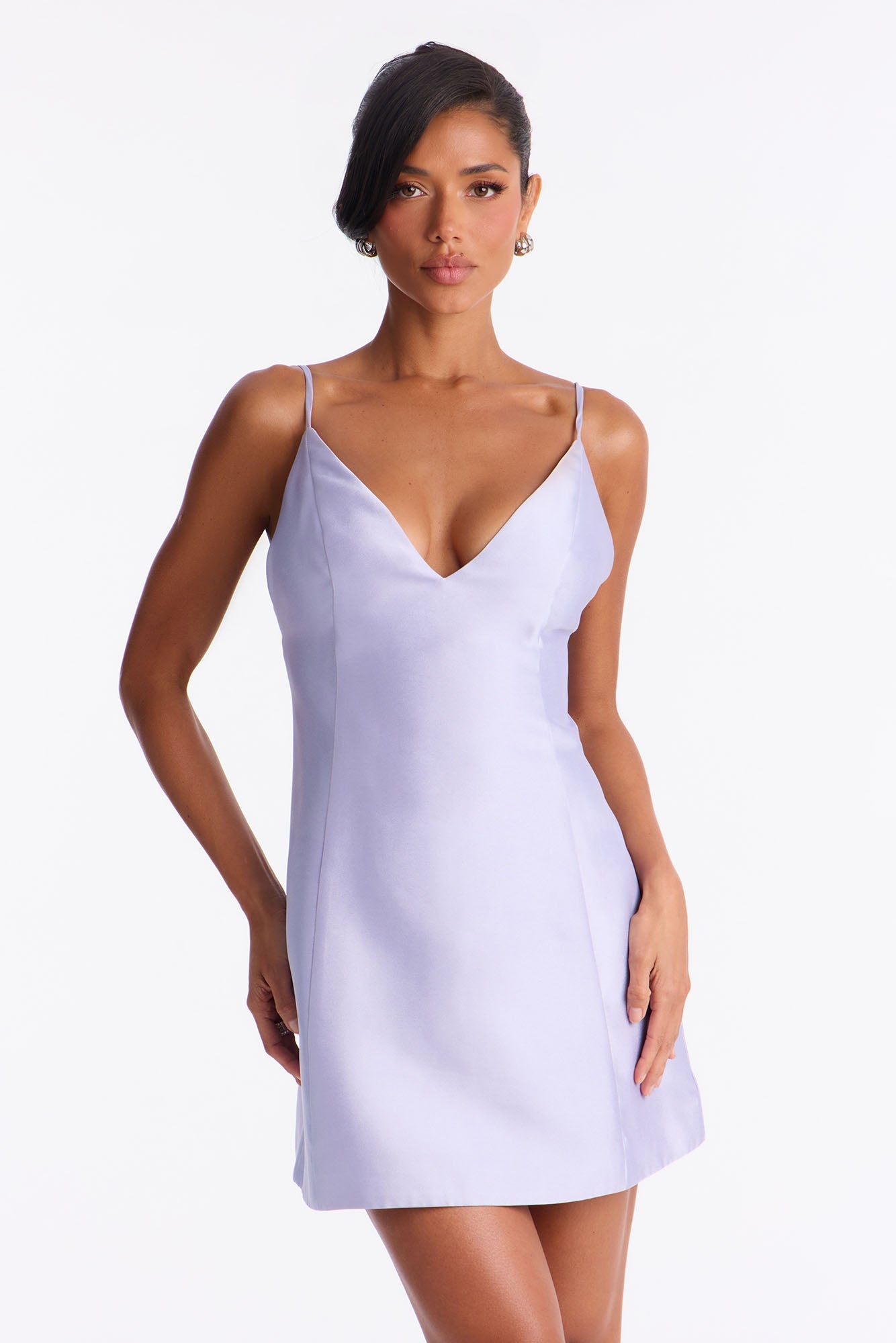 Eden A Line Taffeta Mini Dress - Lavender