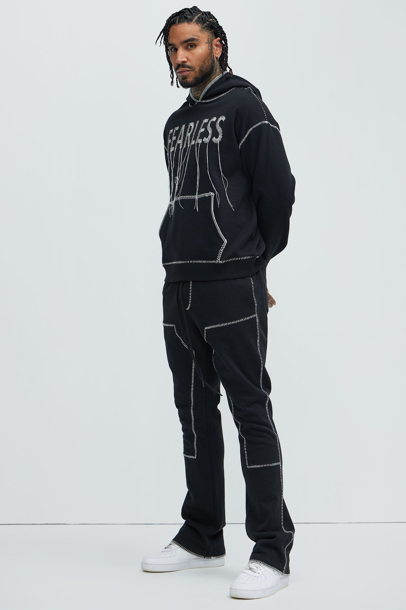 Tyson Stitch Skinny Flared Sweatpants - Black