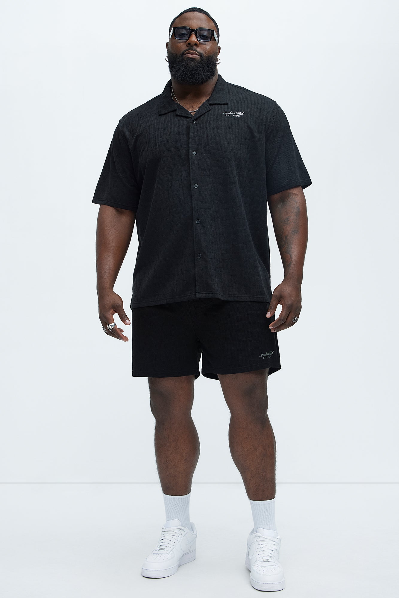 Vintage Short Sleeve Button Up Shirt - Black