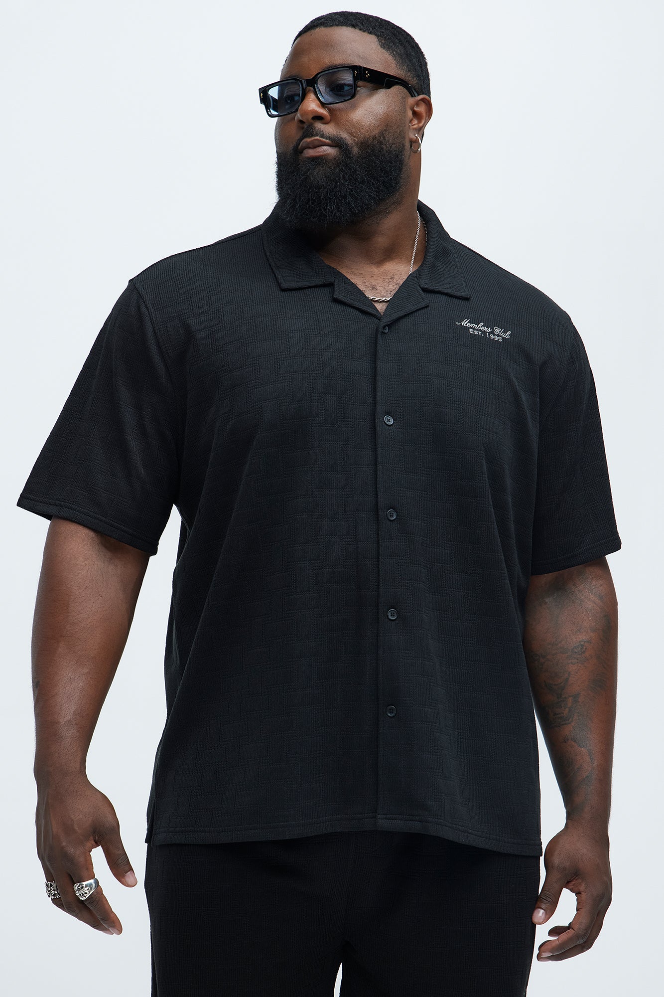 Vintage Short Sleeve Button Up Shirt - Black