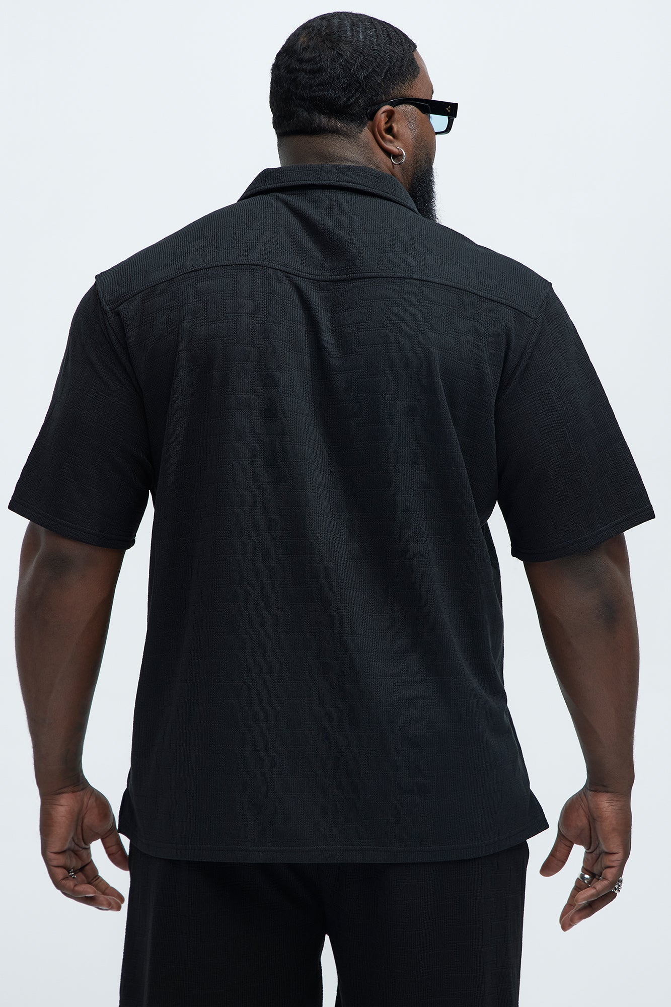 Vintage Short Sleeve Button Up Shirt - Black