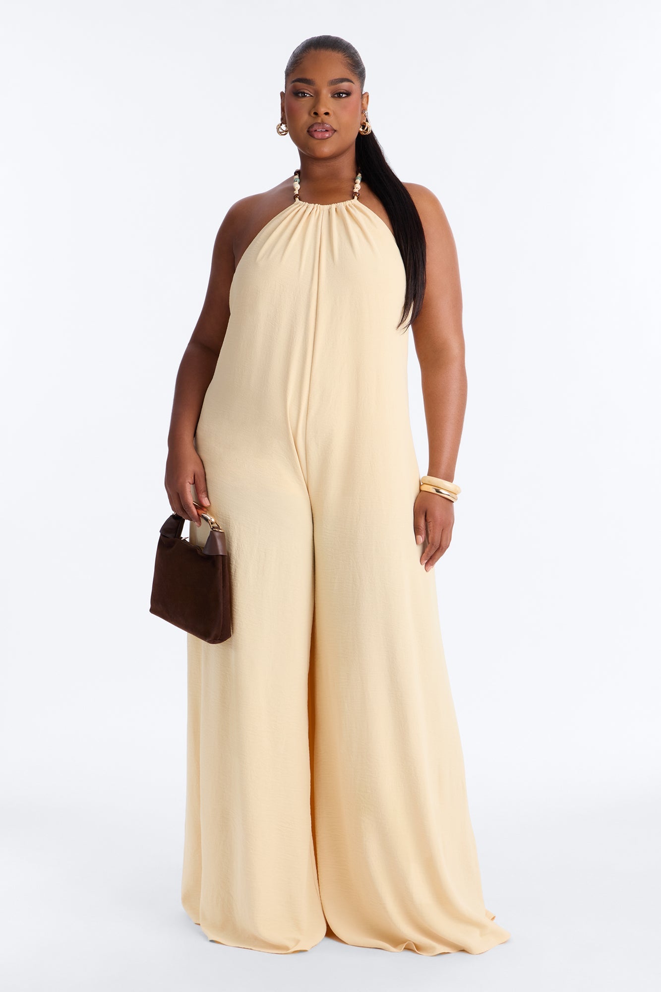 Kalana Beaded Halter Jumpsuit - Yellow