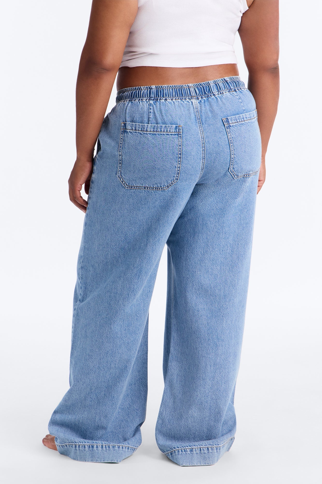 Resort Life Drapey Tie Waist Jeans - Light Wash