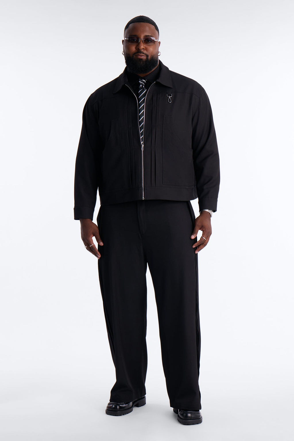 Relaxed Vertical Sync Zip Jacket - Black